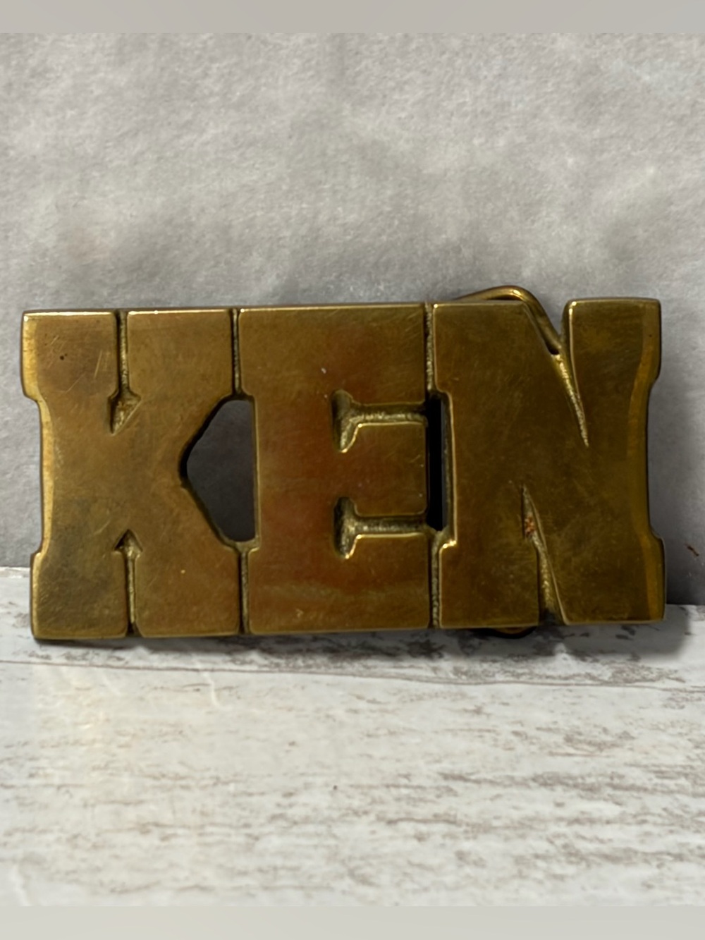 VTG Solid Brass KEN Belt Buckle Vintage